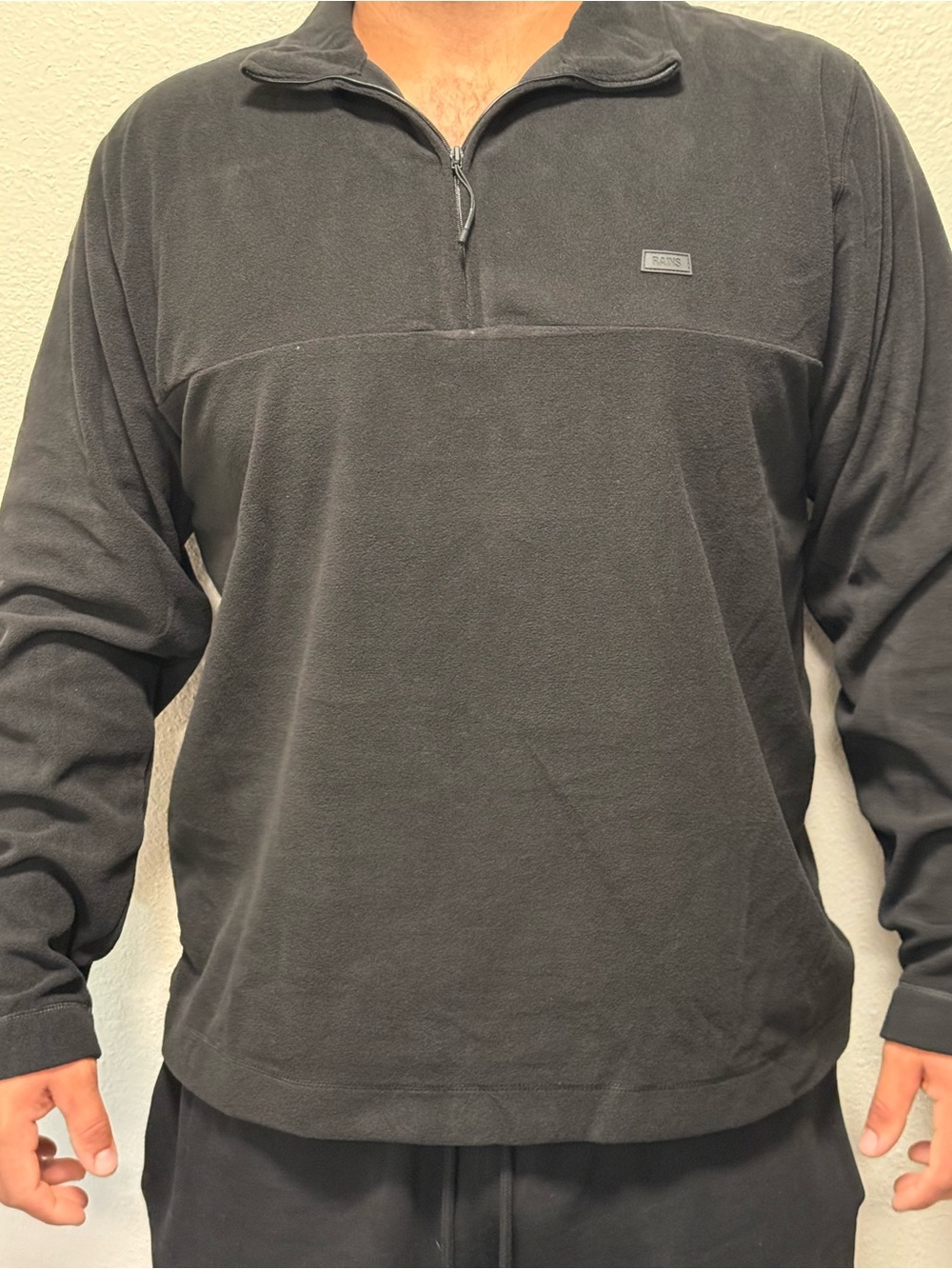 Rains Black Half-Zip Fleece Pullover